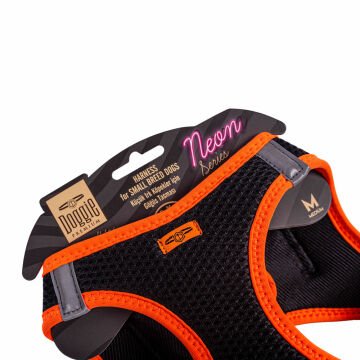 Doggie Havalı Dokumadan Neon Serisi El Yapımı Küçük Irk Köpek Göğüs Tasması M 38-44cm - Orange