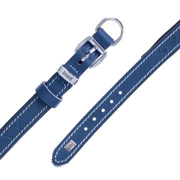 Doggie Konforlu Gerçek Deriden El Yapımı Kemik Desenli Köpek Boyun Tasması 2x35-40cm - Royal Blue