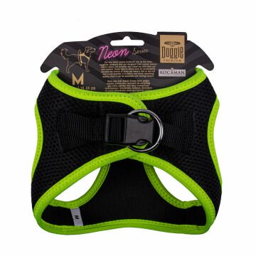 Doggie Havalı Dokumadan Neon Serisi El Yapımı Küçük Irk Köpek Göğüs Tasması M 38-44cm - Yellow