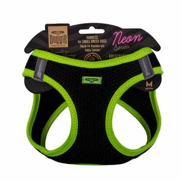 Doggie Havalı Dokumadan Neon Serisi El Yapımı Küçük Irk Köpek Göğüs Tasması M 38-44cm - Yellow