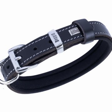 Doggie Konforlu Gerçek Deriden El Yapımı Kemik Desenli Köpek Boyun Tasması 2x35-40cm - Black