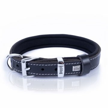 Doggie Konforlu Gerçek Deriden El Yapımı Kemik Desenli Köpek Boyun Tasması 2x35-40cm - Black