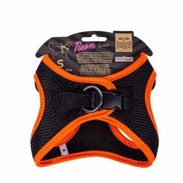 Doggie Havalı Dokumadan Neon Serisi El Yapımı Küçük Irk Köpek Göğüs Tasması S 32-38cm - Orange