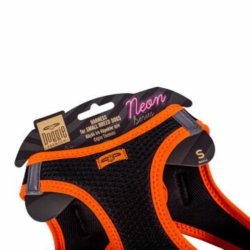 Doggie Havalı Dokumadan Neon Serisi El Yapımı Küçük Irk Köpek Göğüs Tasması S 32-38cm - Orange
