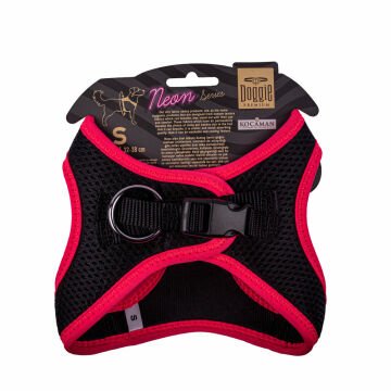 Doggie Havalı Dokumadan Neon Serisi El Yapımı Küçük Irk Köpek Göğüs Tasması S 32-38cm - Pink