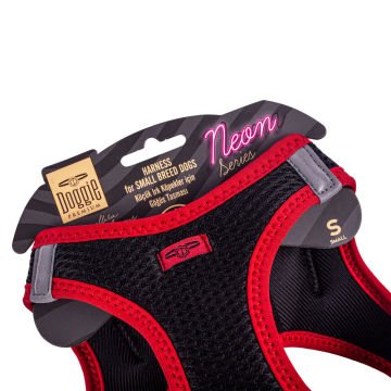 Doggie Havalı Dokumadan Neon Serisi El Yapımı Küçük Irk Köpek Göğüs Tasması S 32-38cm - Red