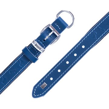 Doggie Konforlu Gerçek Deriden El Yapımı Kemik Desenli Köpek Boyun Tasması 2,5x37-45cm - Royal Blue