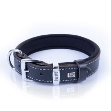 Doggie Konforlu Gerçek Deriden El Yapımı Kemik Desenli Köpek Boyun Tasması 2,5x37-45cm - Black