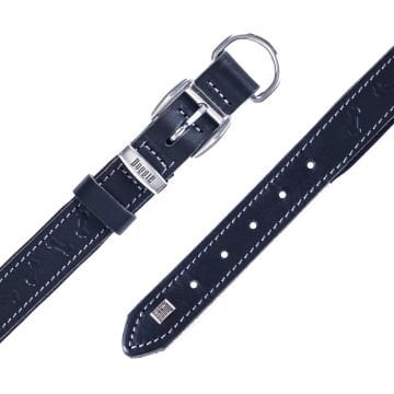 Doggie Konforlu Gerçek Deriden El Yapımı Kemik Desenli Köpek Boyun Tasması 2,5x37-45cm - Black