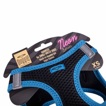 Doggie Havalı Dokumadan Neon Serisi El Yapımı Küçük Irk Köpek Göğüs Tasması XS 30-34cm - Blue