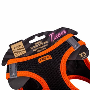 Doggie Havalı Dokumadan Neon Serisi El Yapımı Küçük Irk Köpek Göğüs Tasması XS 30-34cm - Orange