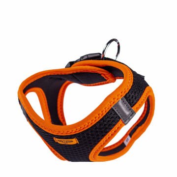 Doggie Havalı Dokumadan Neon Serisi El Yapımı Küçük Irk Köpek Göğüs Tasması XS 30-34cm - Orange