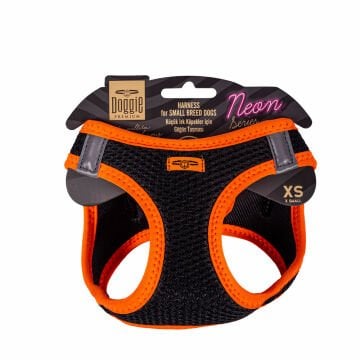 Doggie Havalı Dokumadan Neon Serisi El Yapımı Küçük Irk Köpek Göğüs Tasması XS 30-34cm - Orange