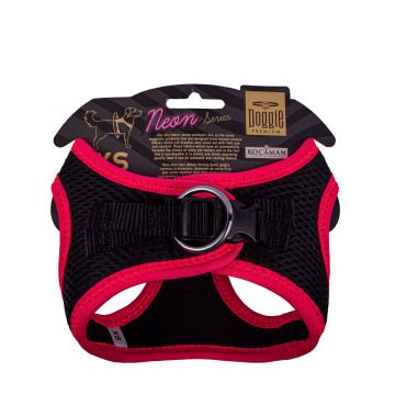 Doggie Havalı Dokumadan Neon Serisi El Yapımı Küçük Irk Köpek Göğüs Tasması XS 30-34cm - Pink