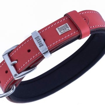 Doggie Konforlu Gerçek Deriden El Yapımı Pati Desenli Köpek Boyun Tasması 3x42-50cm - Red