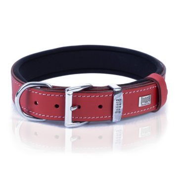 Doggie Konforlu Gerçek Deriden El Yapımı Pati Desenli Köpek Boyun Tasması 3x42-50cm - Red