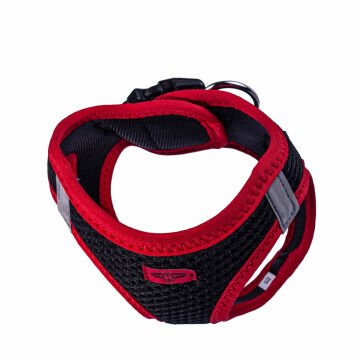 Doggie Havalı Dokumadan Neon Serisi El Yapımı Küçük Irk Köpek Göğüs Tasması XS 30-34cm - Red