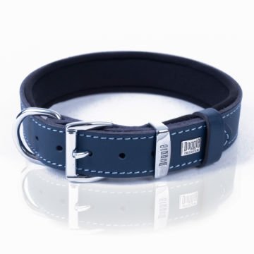Doggie Konforlu Gerçek Deriden El Yapımı Pati Desenli Köpek Boyun Tasması 3x42-50cm - Royal Blue