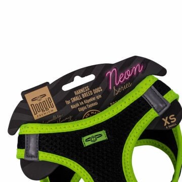 Doggie Havalı Dokumadan Neon Serisi El Yapımı Küçük Irk Köpek Göğüs Tasması XS 30-34cm - Yellow