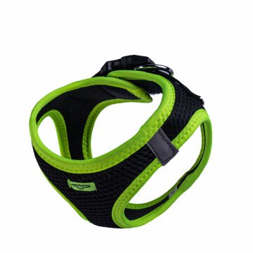 Doggie Havalı Dokumadan Neon Serisi El Yapımı Küçük Irk Köpek Göğüs Tasması XS 30-34cm - Yellow