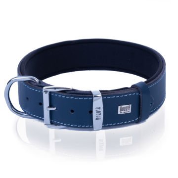 Doggie Konforlu Gerçek Deriden El Yapımı Pati Desenli Köpek Boyun Tasması 3,5x47-55cm - Royal Blue