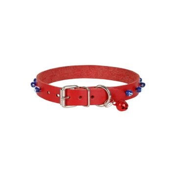 Cattie Gerçek Deriden El Yapımı Boncuklu Kedi Boyun Tasması