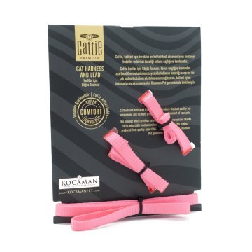 Cattie Dokumadan El Yapımı Kedi Göğüs & Gezdirme Takımı 1x25-40cm - Pink