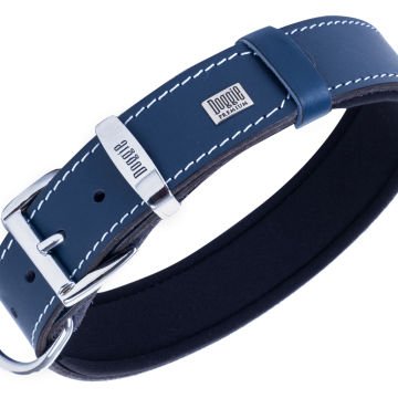 Doggie Konforlu Gerçek Deriden El Yapımı Pati Desenli Köpek Boyun Tasması 4x52-60cm - Royal Blue