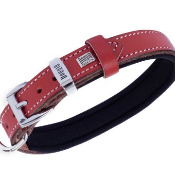 Doggie Konforlu Gerçek Deriden El Yapımı Pati Desenli Köpek Boyun Tasması 2x30-35cm - Red