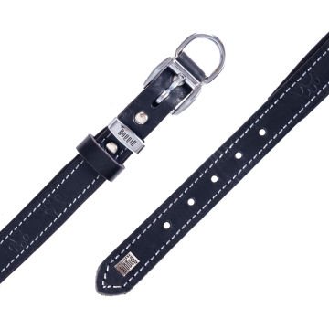Doggie Konforlu Gerçek Deriden El Yapımı Pati Desenli Köpek Boyun Tasması 2x30-35cm - Black
