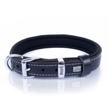 Doggie Konforlu Gerçek Deriden El Yapımı Pati Desenli Köpek Boyun Tasması 2x35-40cm - Black