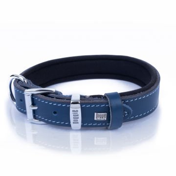 Doggie Konforlu Gerçek Deriden El Yapımı Pati Desenli Köpek Boyun Tasması 2,5x37-45cm - Royal Blue
