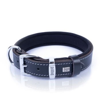 Doggie Konforlu Gerçek Deriden El Yapımı Pati Desenli Köpek Boyun Tasması 2,5x37-45cm - Black