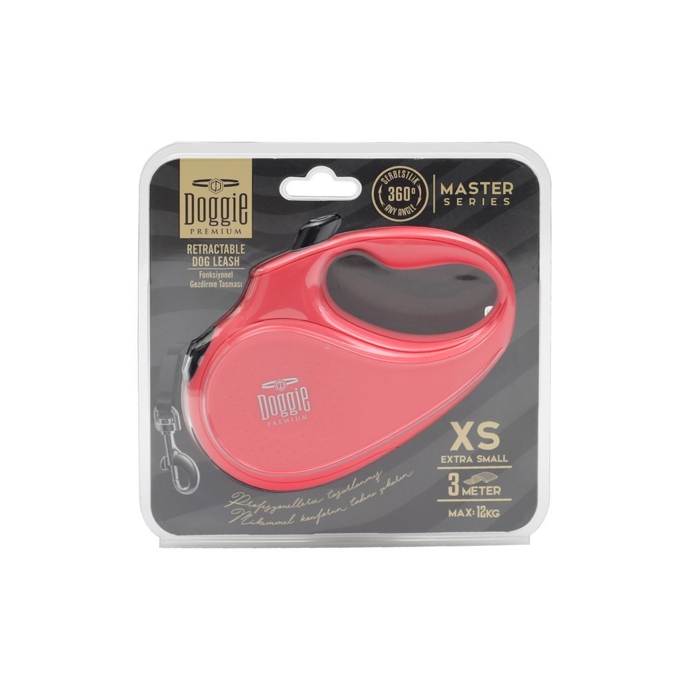 Doggie Master Serisi Otomatik Uzatma Tasması XS-12kg-3mt - Pink