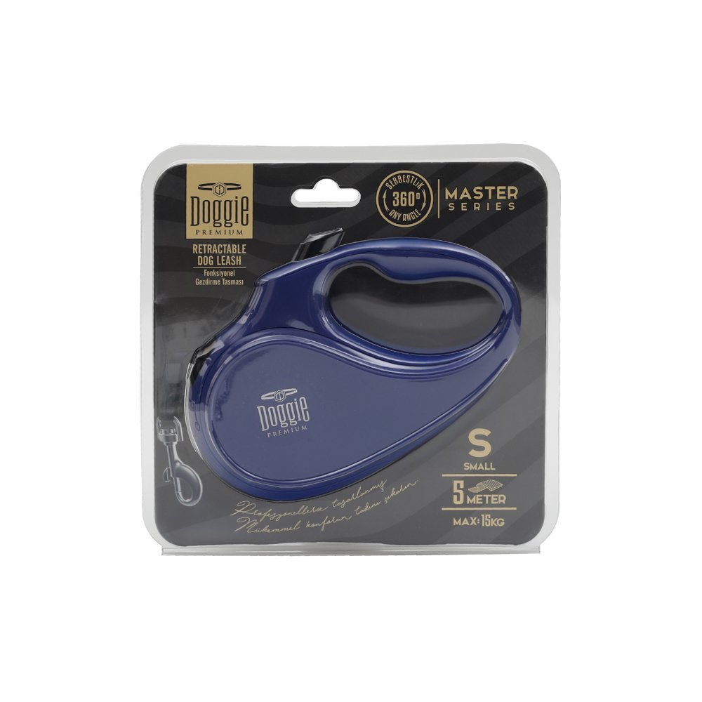 Doggie Master Serisi Otomatik Uzatma Tasması S-15kg-5mt - Royal Blue