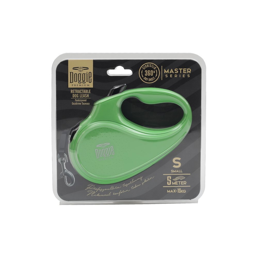 Doggie Master Serisi Otomatik Uzatma Tasması S-15kg-5mt - Green