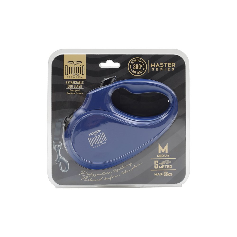 Doggie Master Serisi Otomatik Uzatma Tasması M-25kg-5mt - Royal Blue