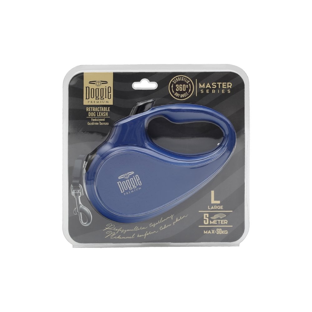 Doggie Master Serisi Otomatik Uzatma Tasması L-50kg-5mt - Royal Blue
