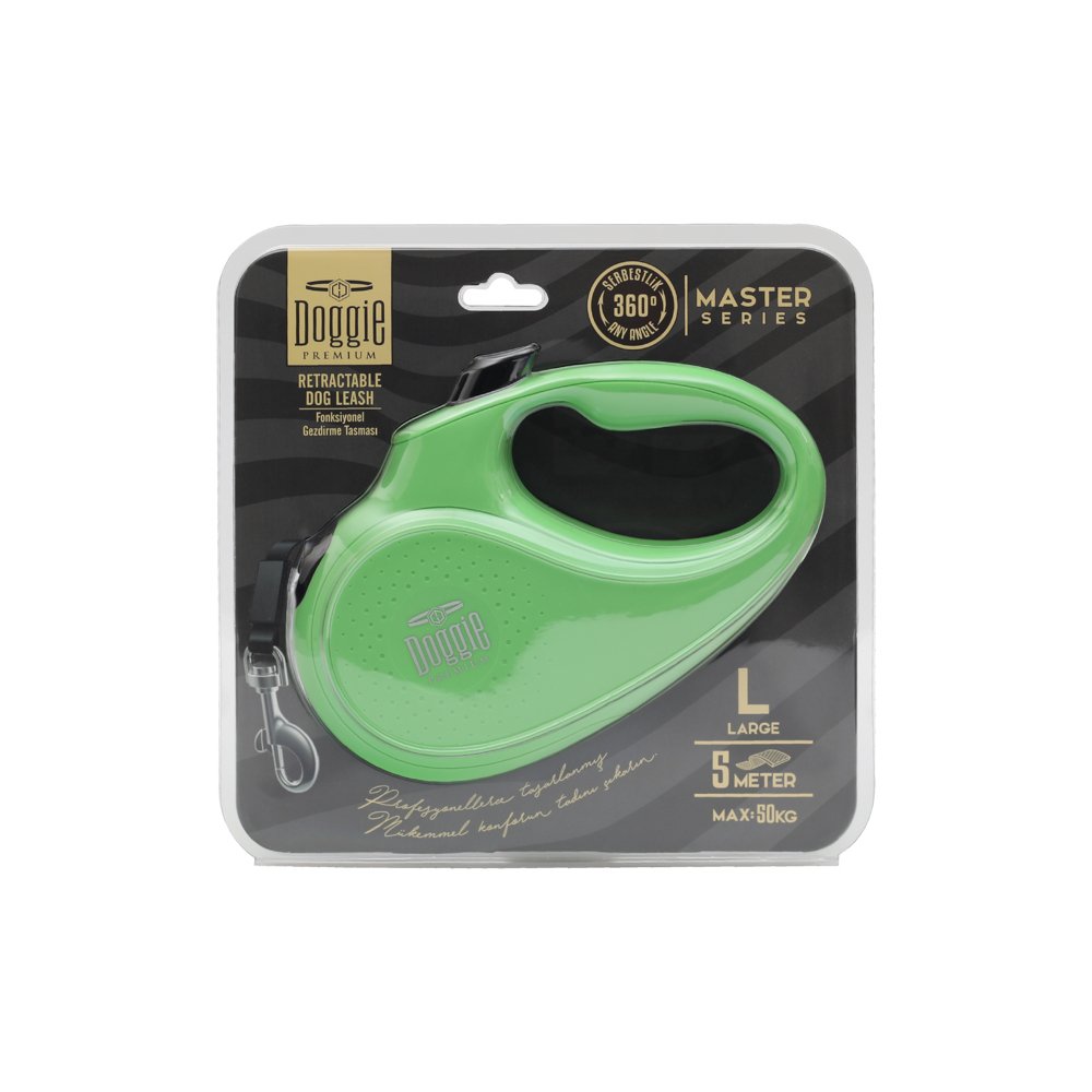 Doggie Master Serisi Otomatik Uzatma Tasması L-50kg-5mt - Green