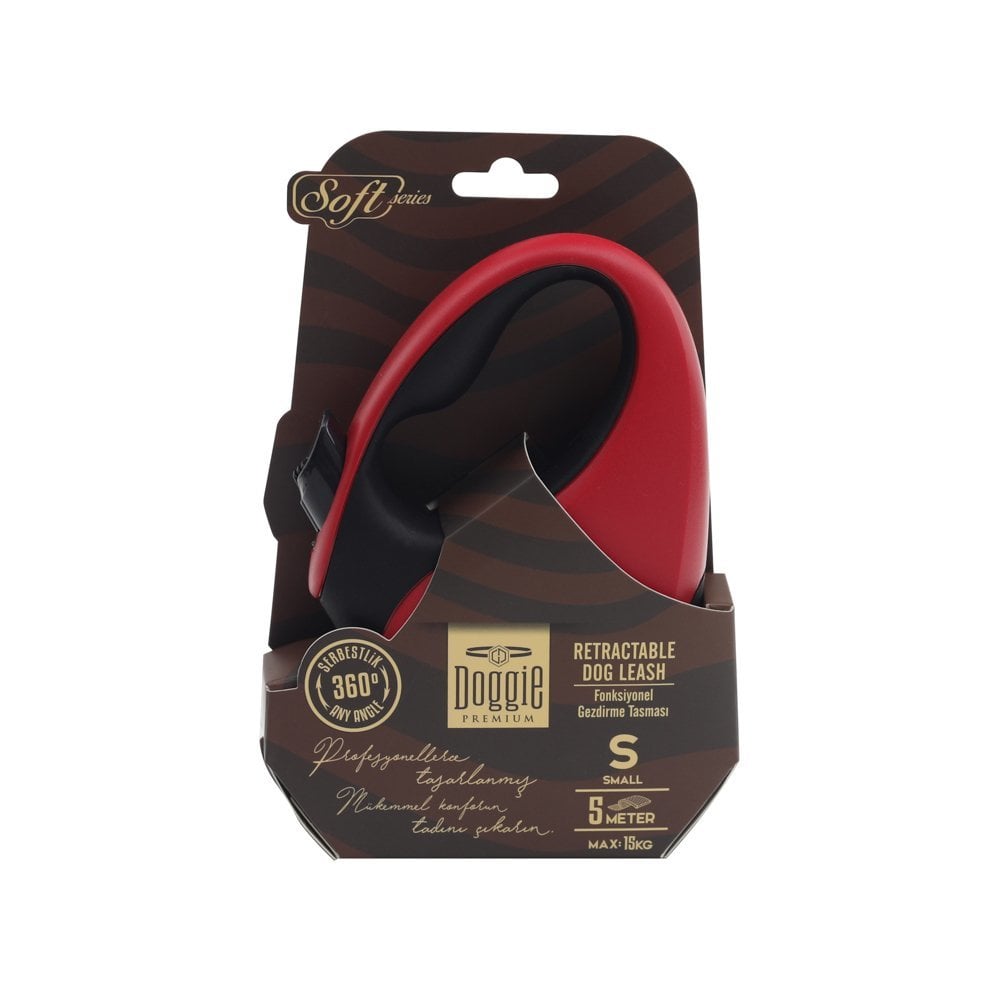 Doggie Soft Serisi Otomatik Uzatma Tasması S-15kg-5mt - Red