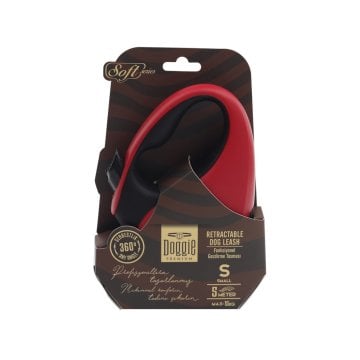 Doggie Soft Serisi Otomatik Uzatma Tasması S-15kg-5mt - Red