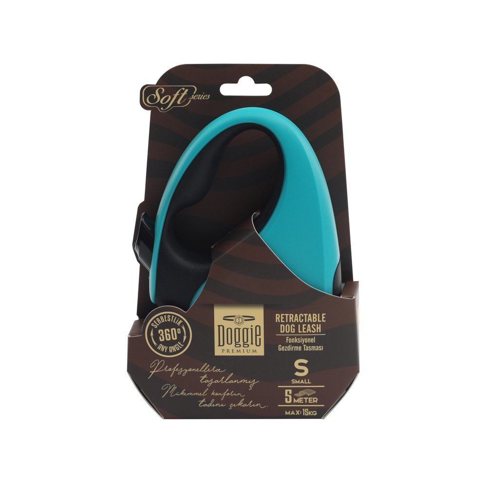 Doggie Soft Serisi Otomatik Uzatma Tasması S-15kg-5mt - Blue
