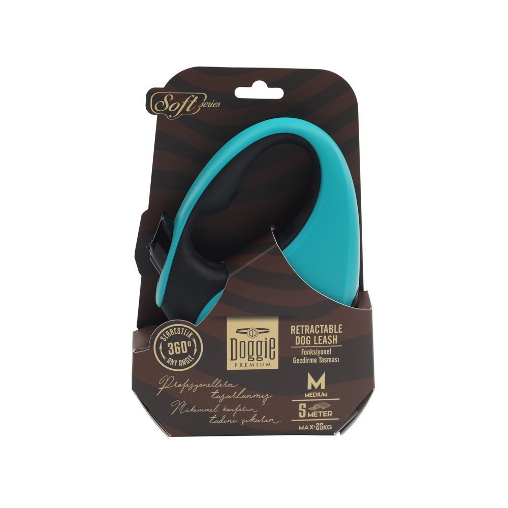 Doggie Soft Serisi Otomatik Uzatma Tasması M-25kg-5mt - Blue