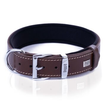 Doggie Konforlu Gerçek Deriden El Yapımı Kemik Süslü Köpek Boyun Tasması 4x57-65cm - Brown