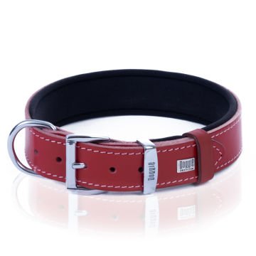 Doggie Konforlu Gerçek Deriden El Yapımı Kemik Süslü Köpek Boyun Tasması 4x57-65cm - Red