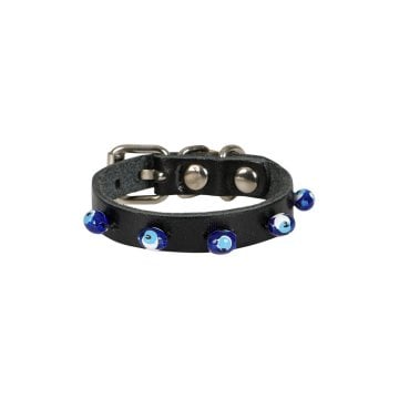 Cattie Gerçek Deriden El Yapımı Boncuklu Kedi Boyun Tasması 1x14-18cm - Black
