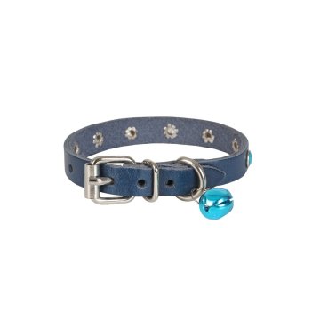Cattie Gerçek Deriden El Yapımı Taşlı Kedi Boyun Tasması 1x18-22cm - Royal Blue