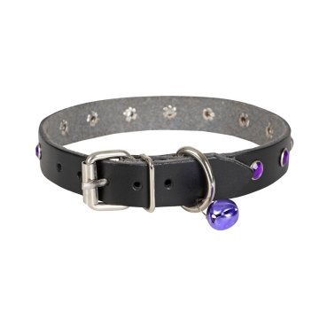 Cattie Gerçek Deriden El Yapımı Taşlı Kedi Boyun Tasması 1,5x28-32cm - Black