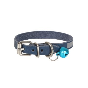 Cattie Gerçek Deriden El Yapımı Reflektörlü Kedi Boyun Tasması 1x18-22cm - Royal Blue