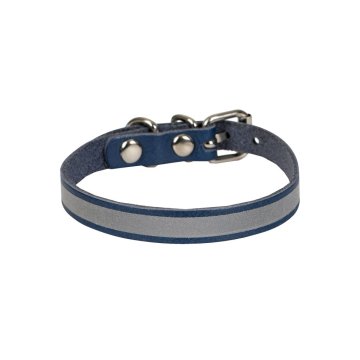 Cattie Gerçek Deriden El Yapımı Reflektörlü Kedi Boyun Tasması 1x18-22cm - Royal Blue